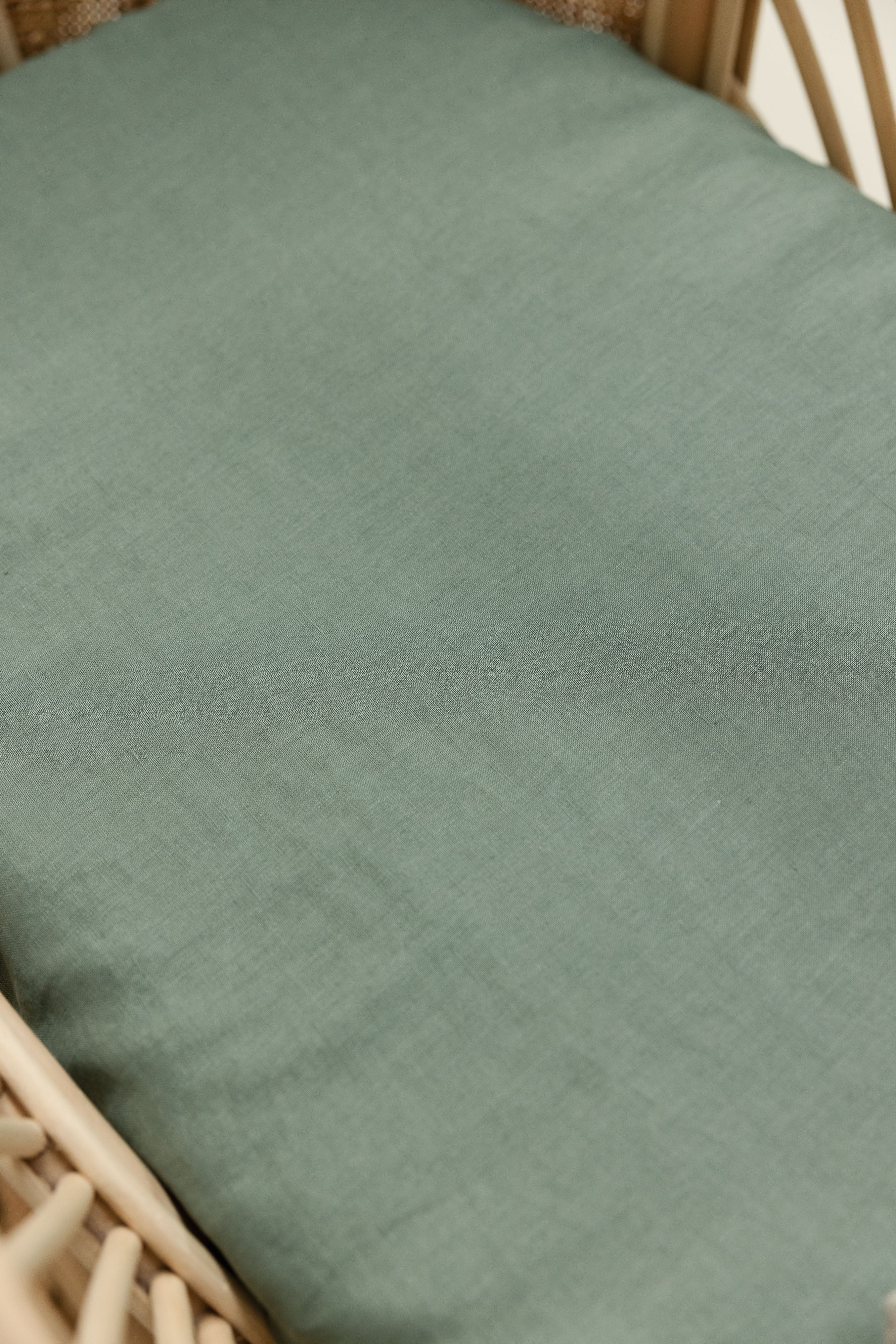 Linen Bassinet Sheet- Opal Sage