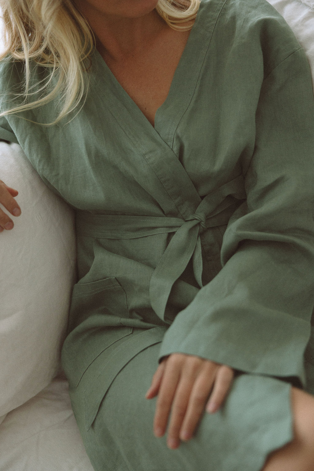 Linen Robe - Opal Sage