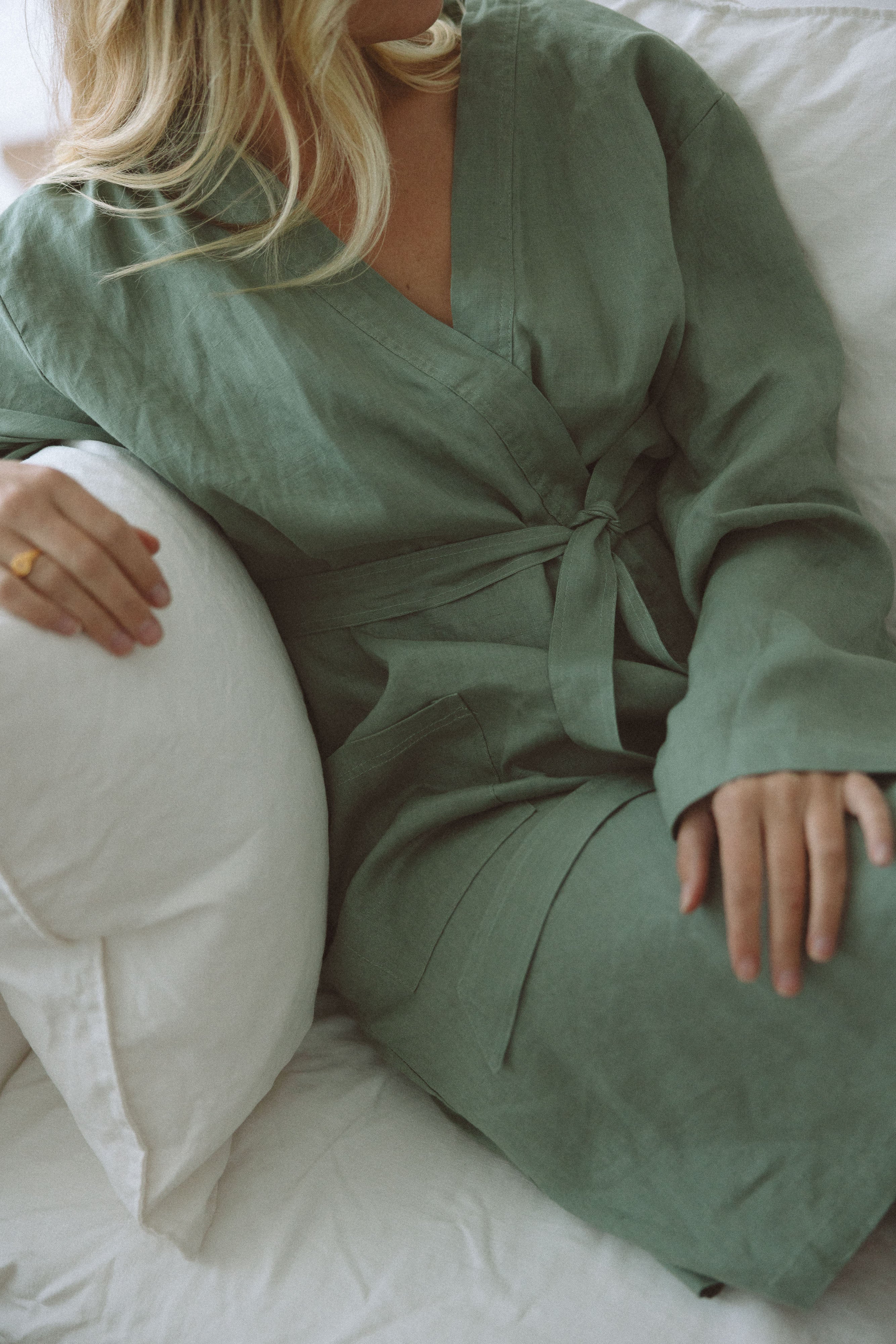 Linen Robe - Opal Sage