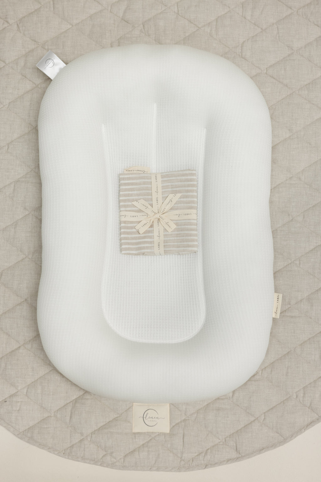 Baby Lounger Nest + Stripe Natural Linen Cover