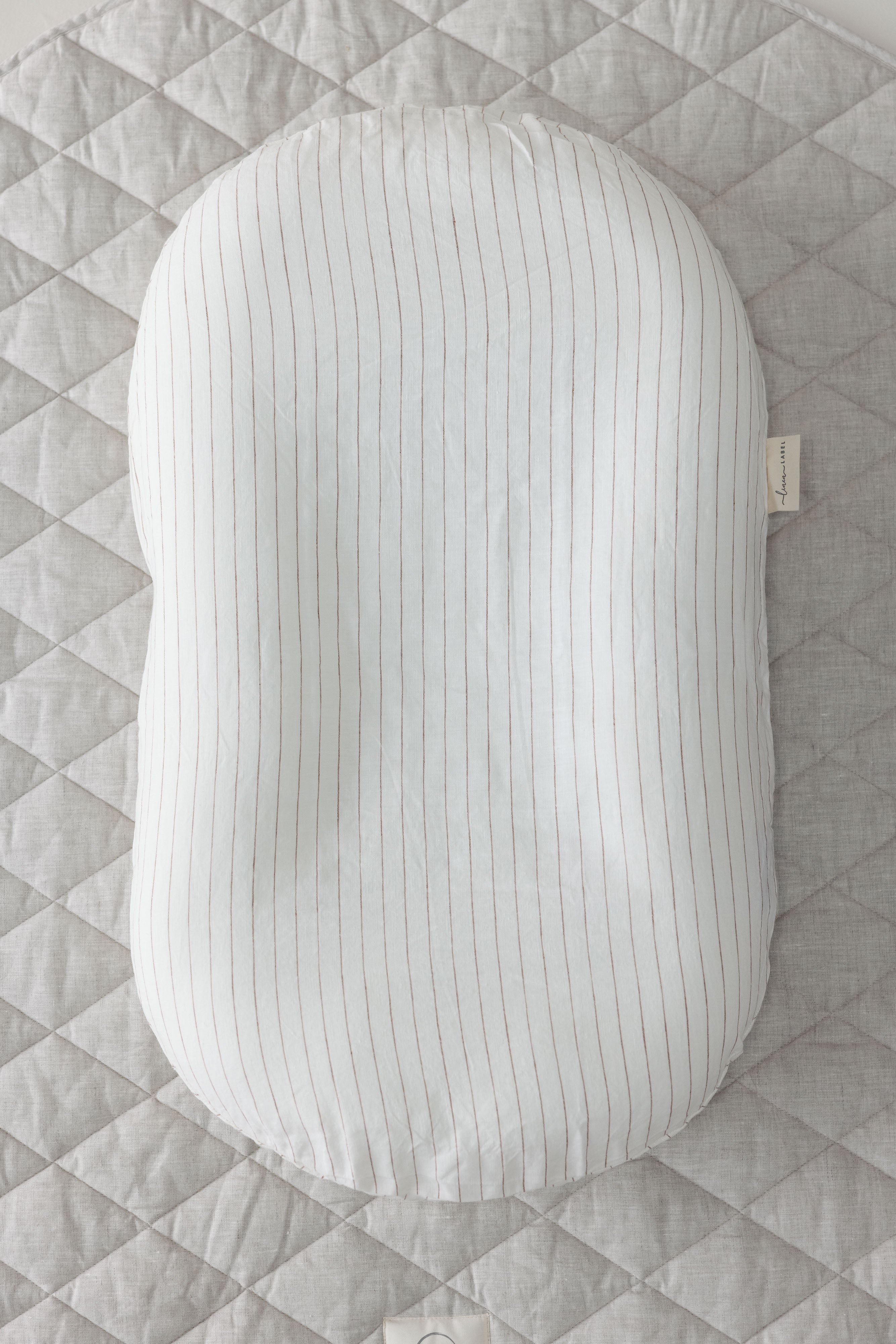 Baby Lounger Nest + Rust Stripe Linen Cover