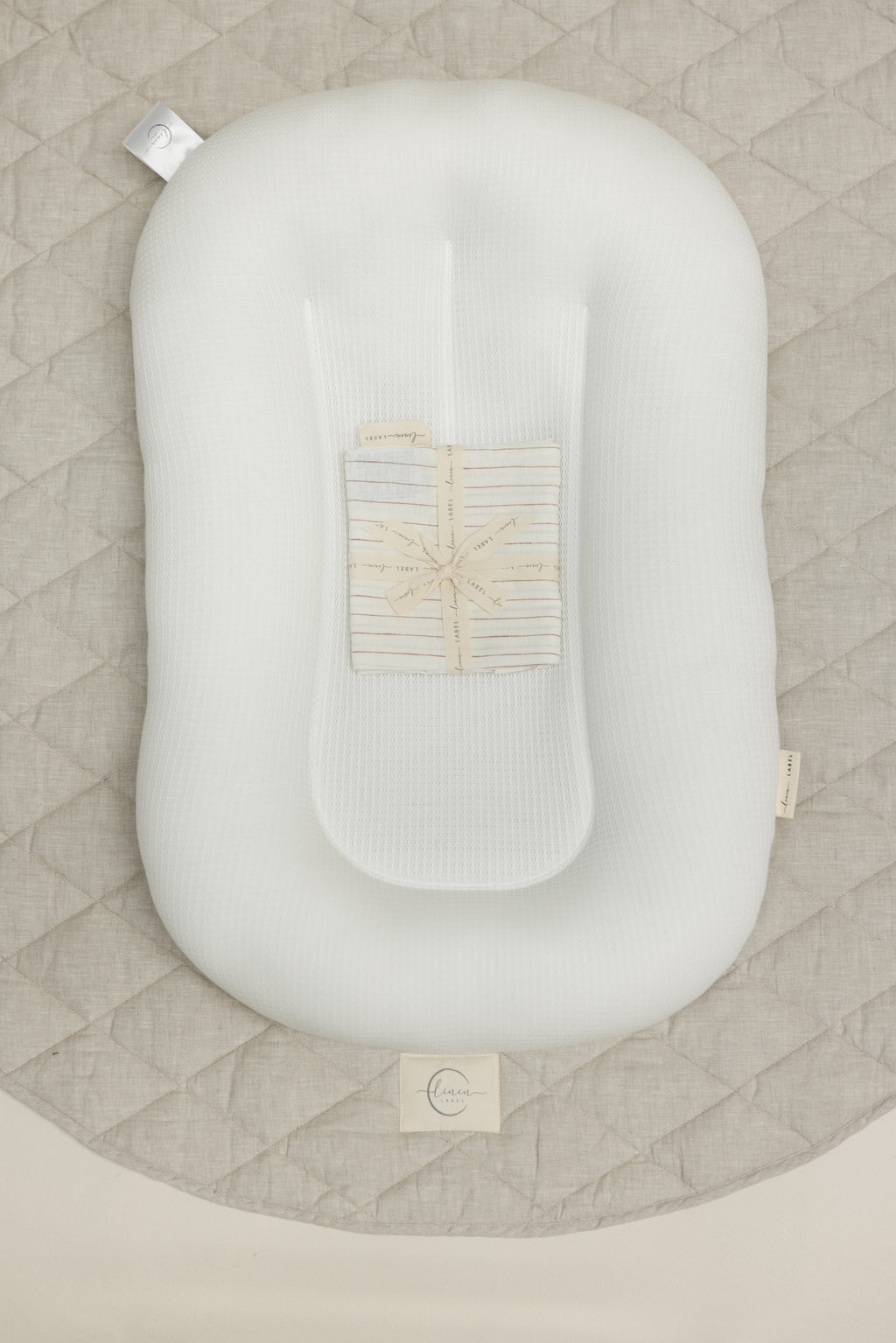 Baby Lounger Nest + Rust Stripe Linen Cover