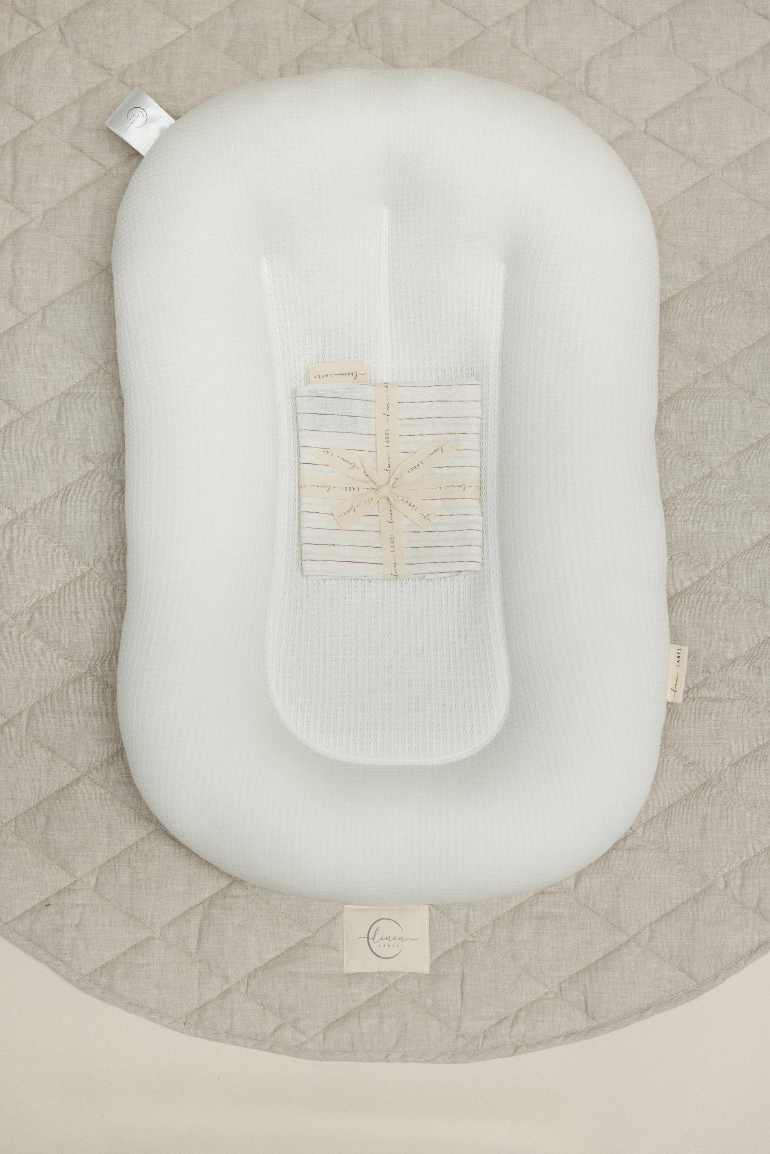 Baby Lounger Nest + Rust Stripe Linen Cover