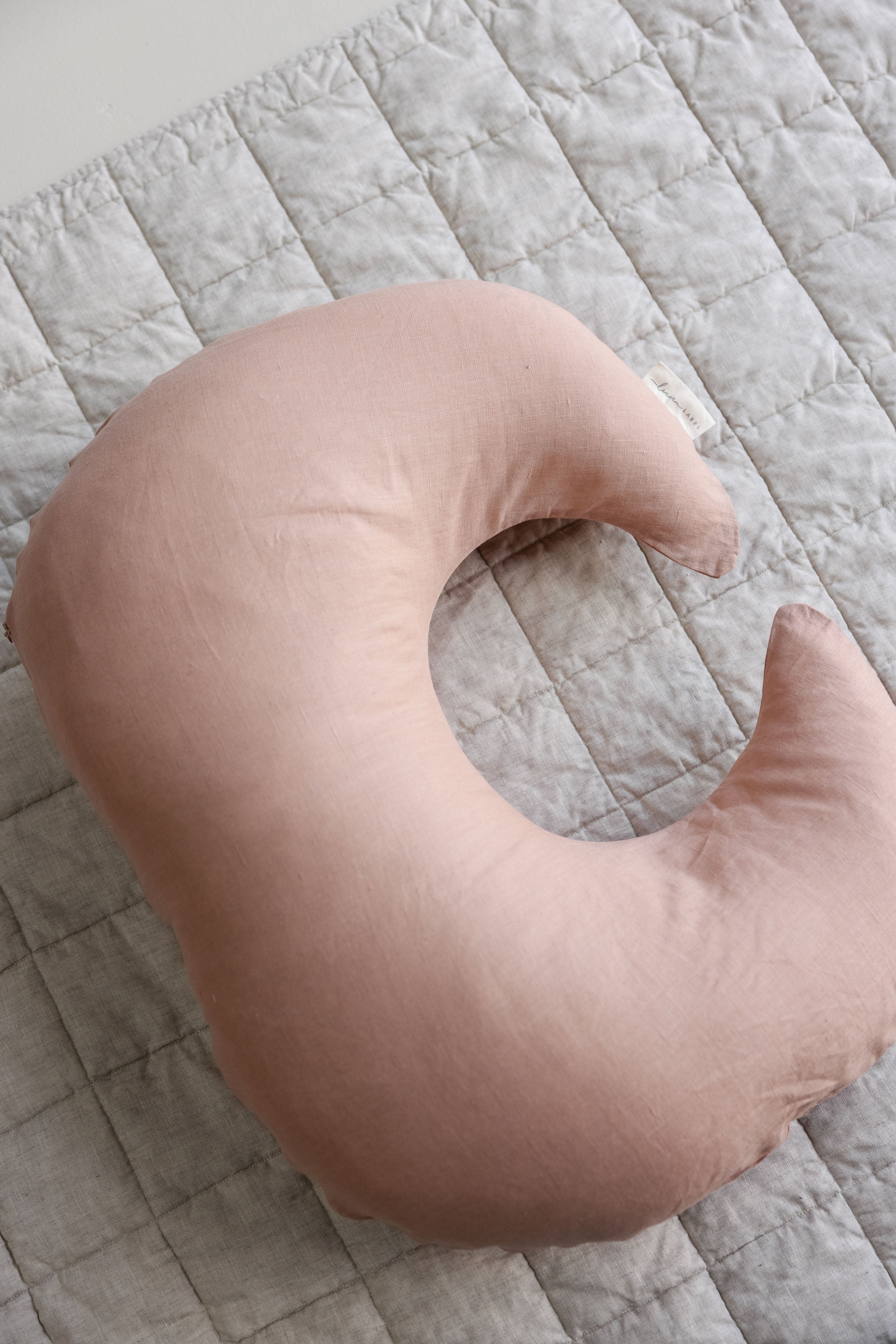 Cover Only- Pure Linen Moon Shape Nursing Pillow Cover