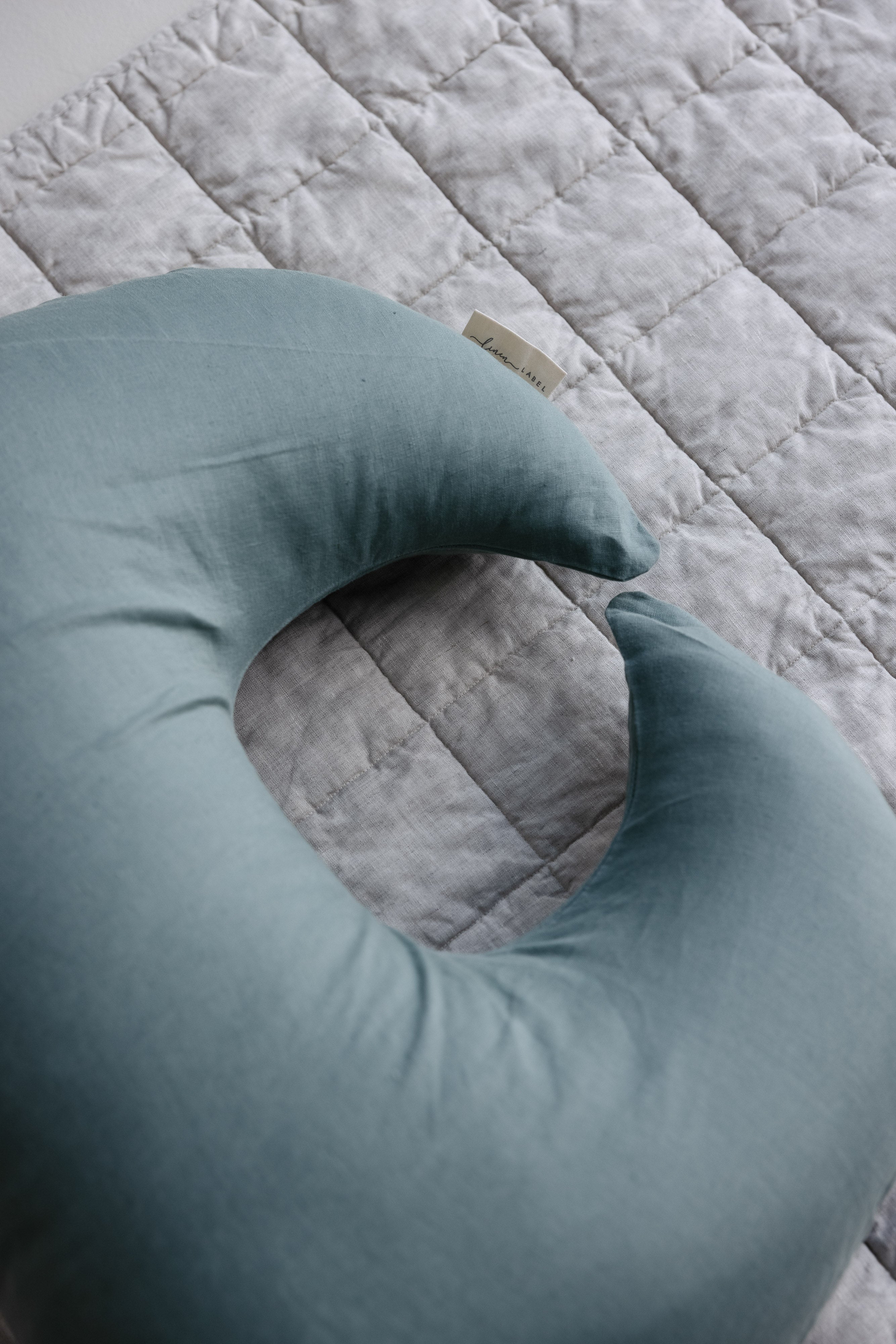 Cover Only- Pure Linen Moon Shape Nursing Pillow Cover