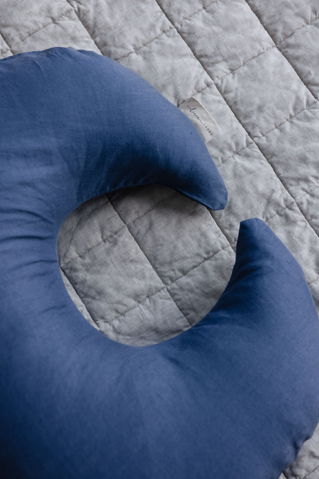 Moon Shape Nursing Pillow- Denim Blue