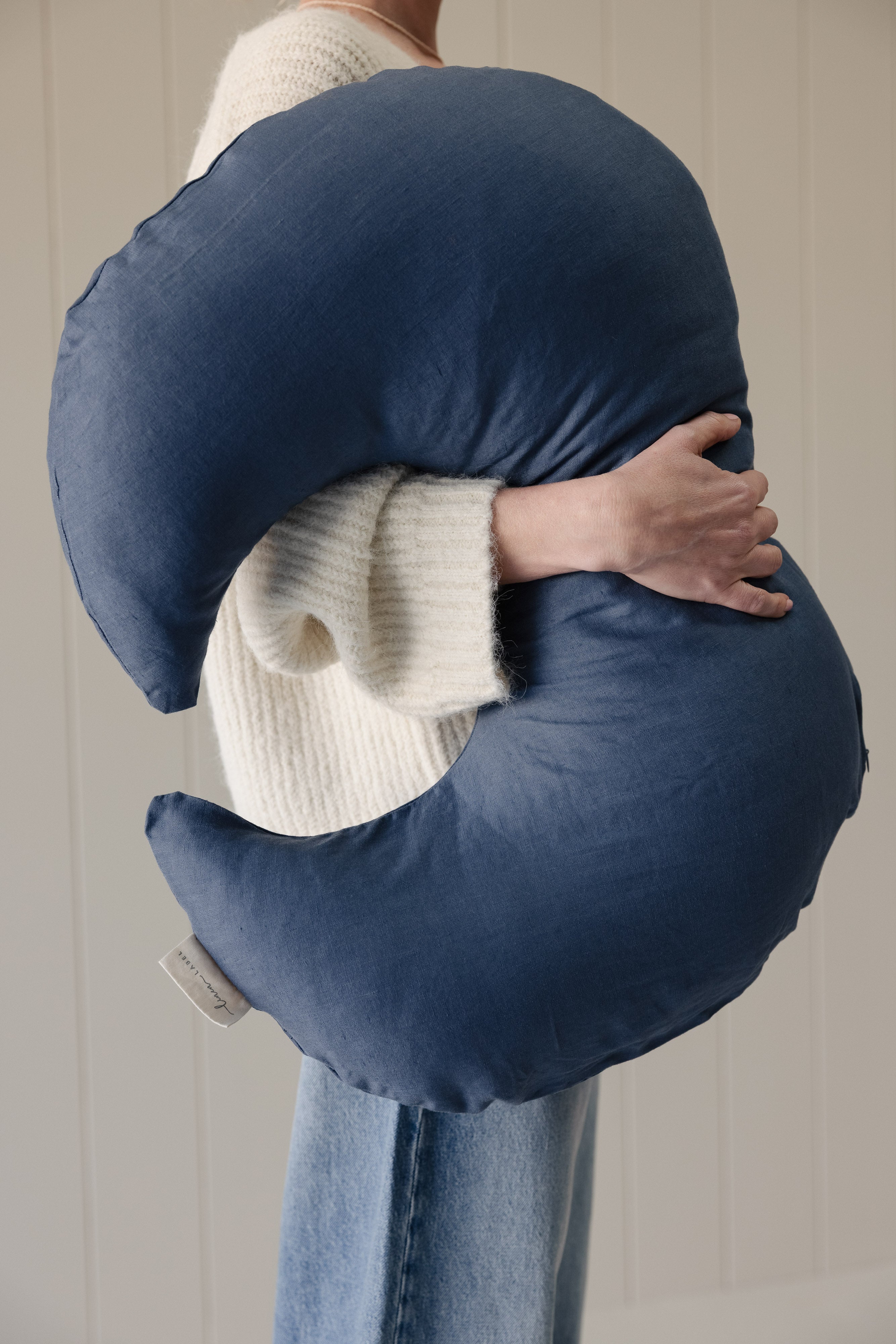 Moon Shape Nursing Pillow- Denim Blue