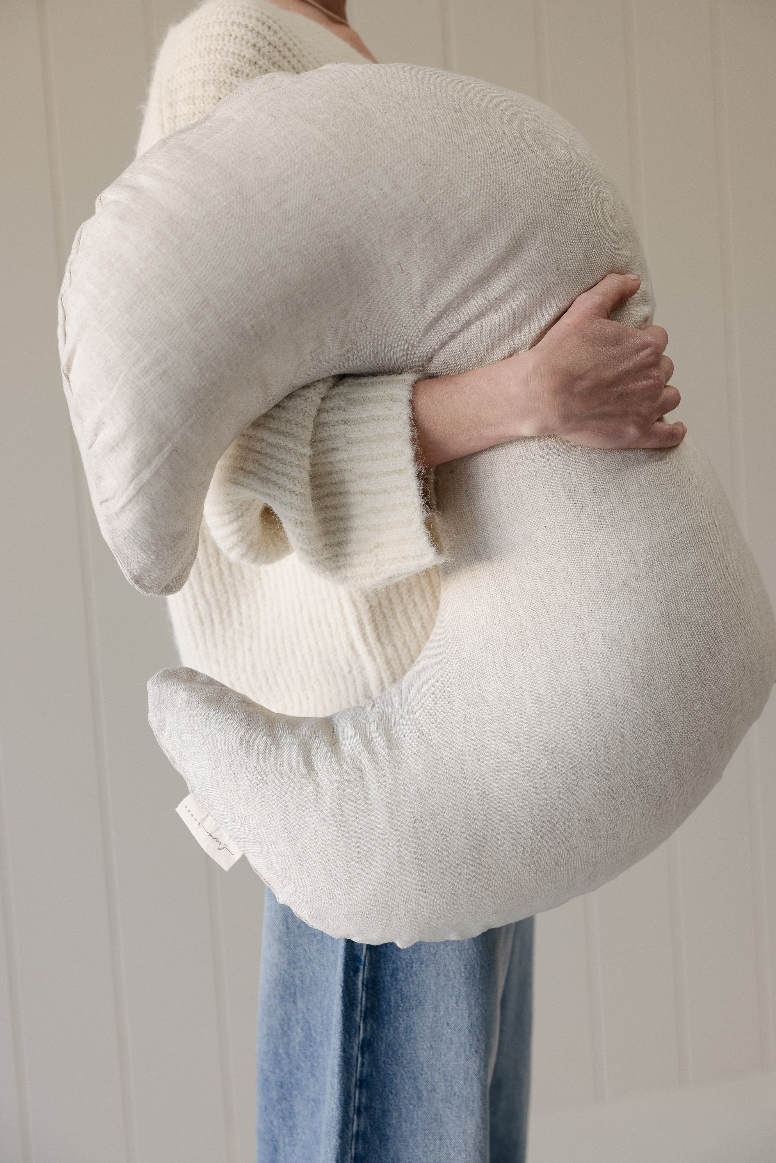 Moon Shape Nursing Pillow- Oat Natural