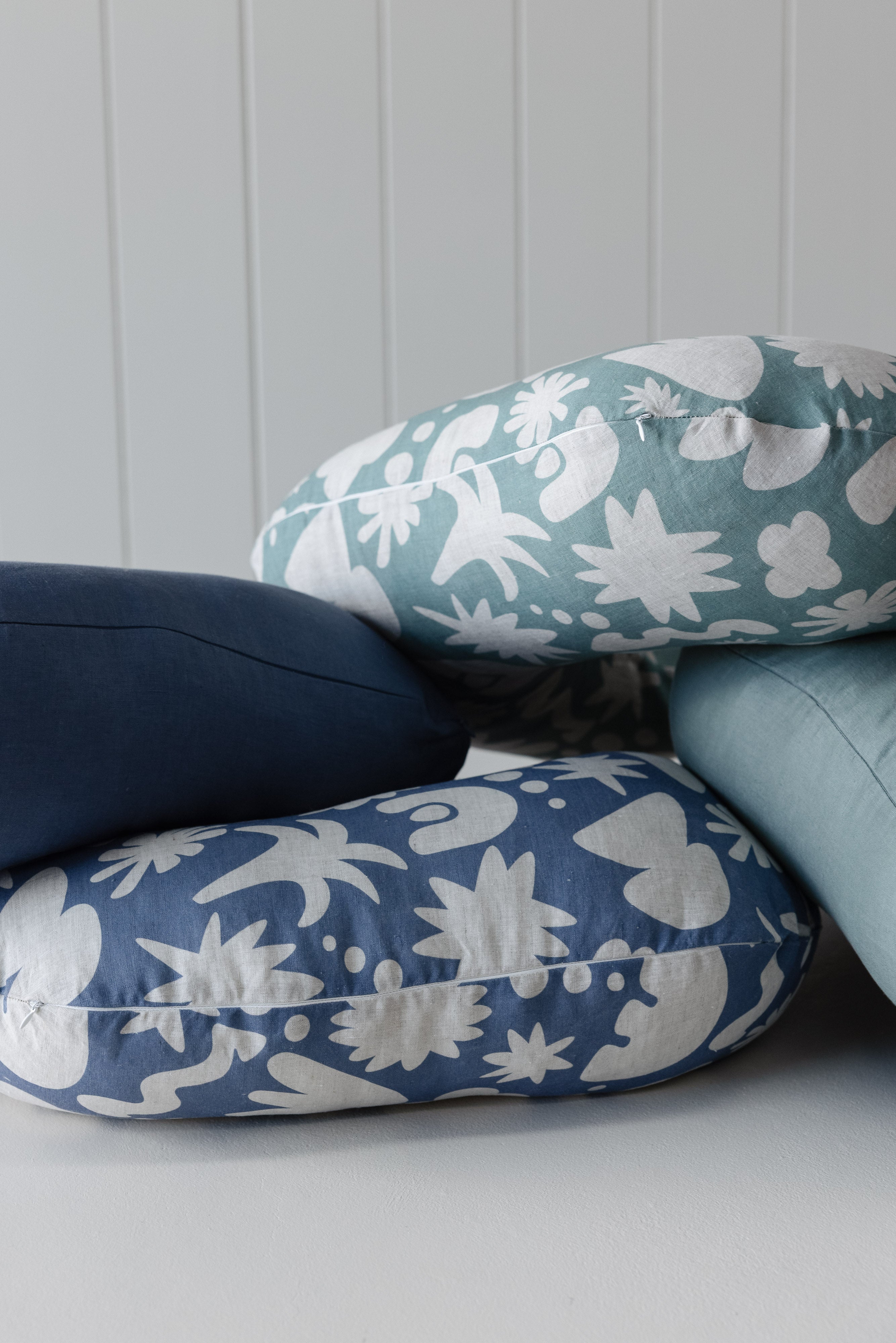 Cover Only- Pure Linen Moon Shape Nursing Pillow Cover