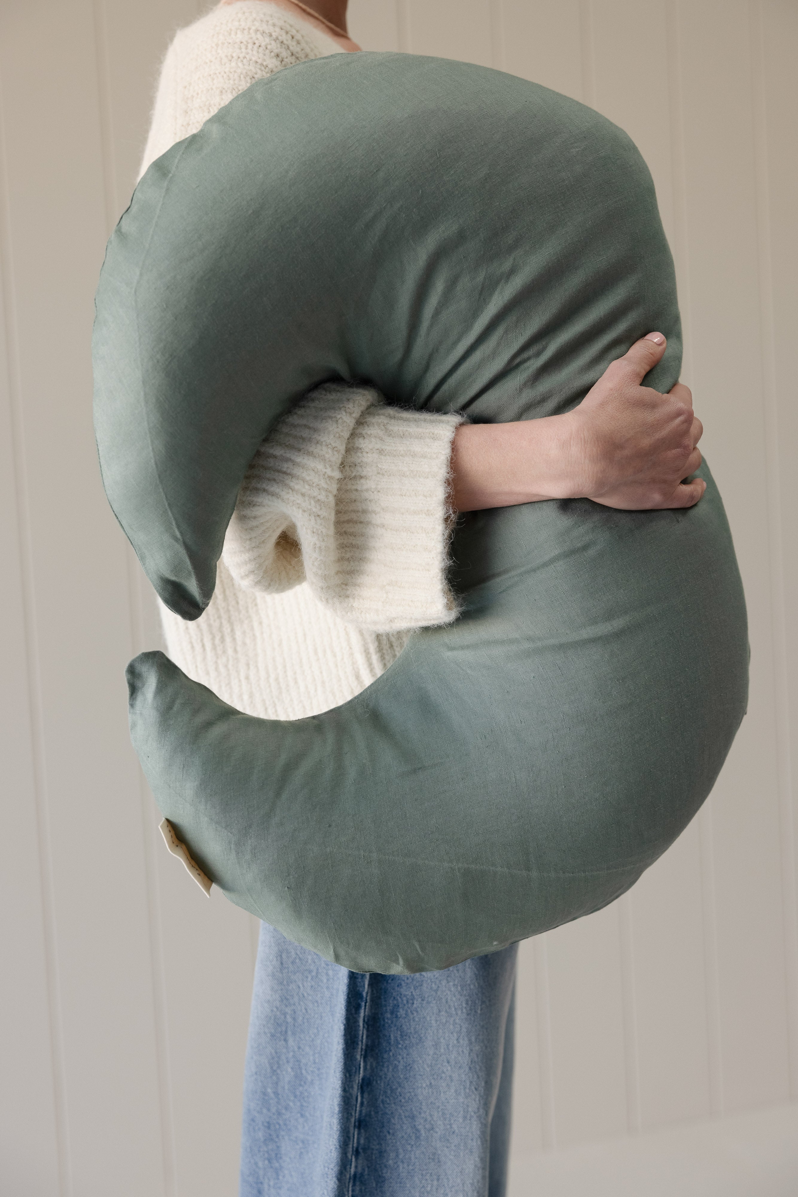 Moon Shape Nursing Pillow- Opal Sage