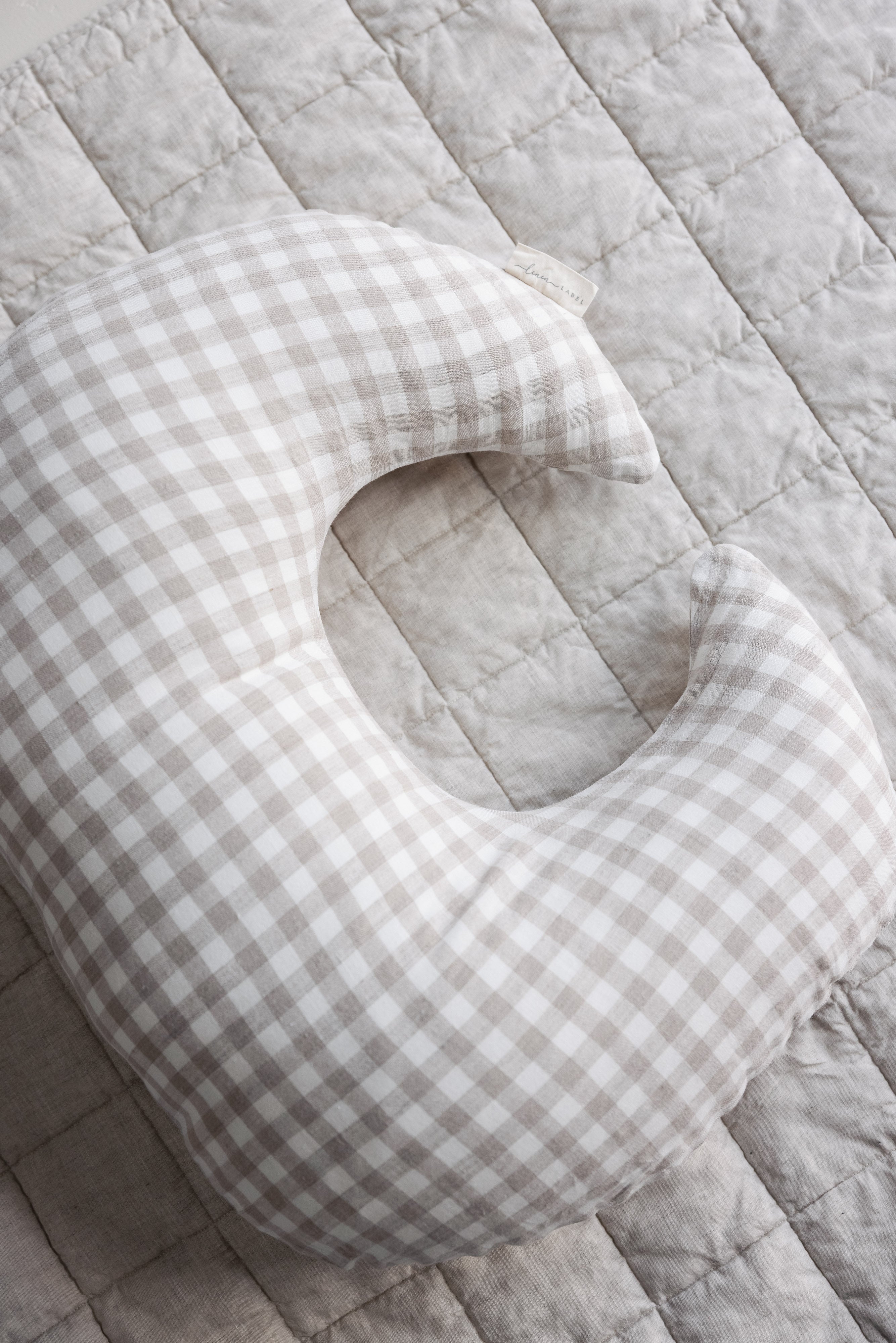 Moon Shape Nursing Pillow- Gingham