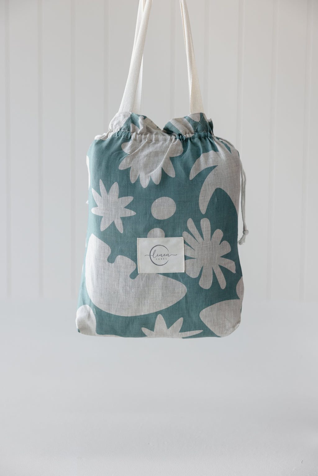 Rectangle Toddler Cot blanket & Play Mat- Print Opal Sage & Oat