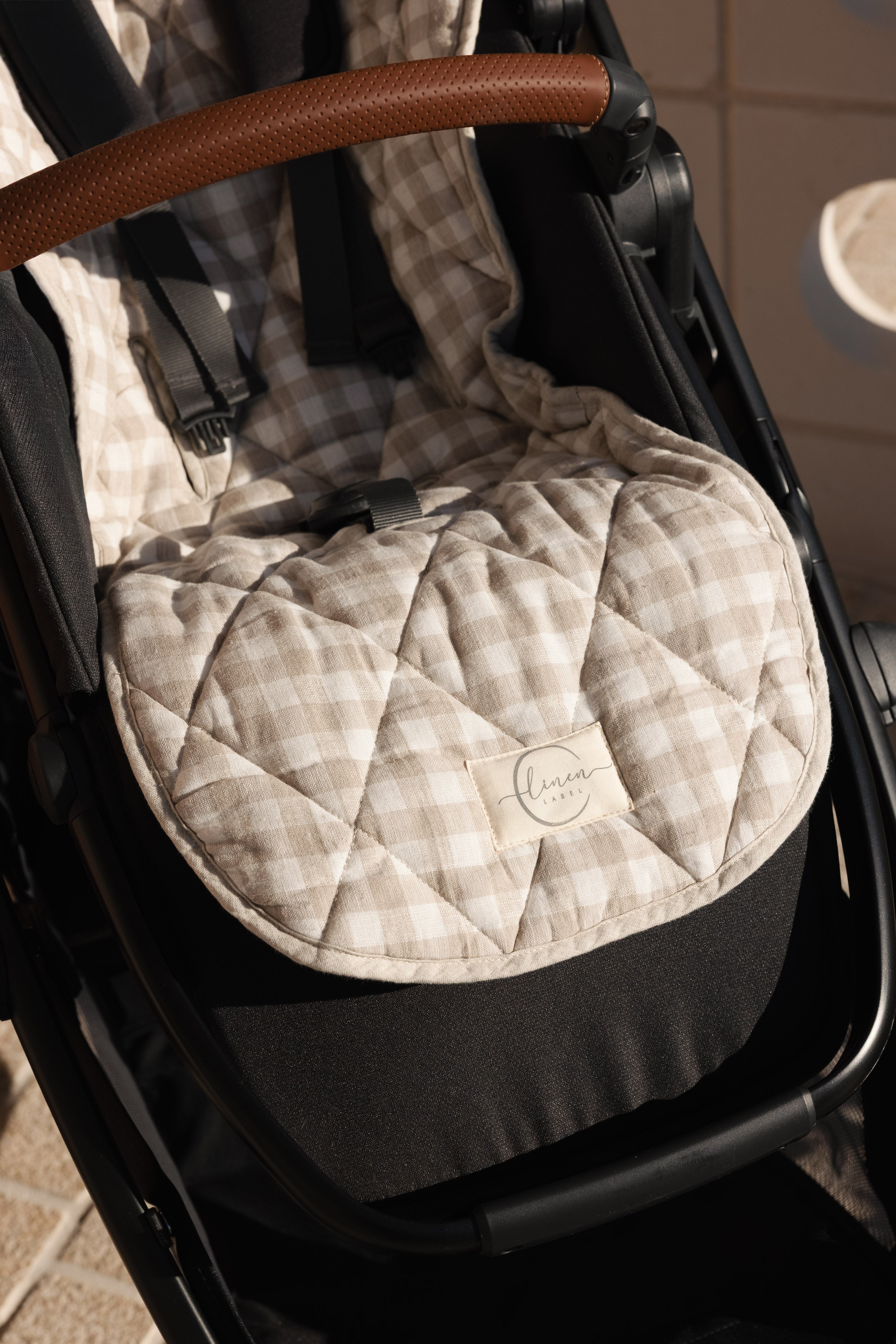 Pram Liner- Oatmeal & Gingham