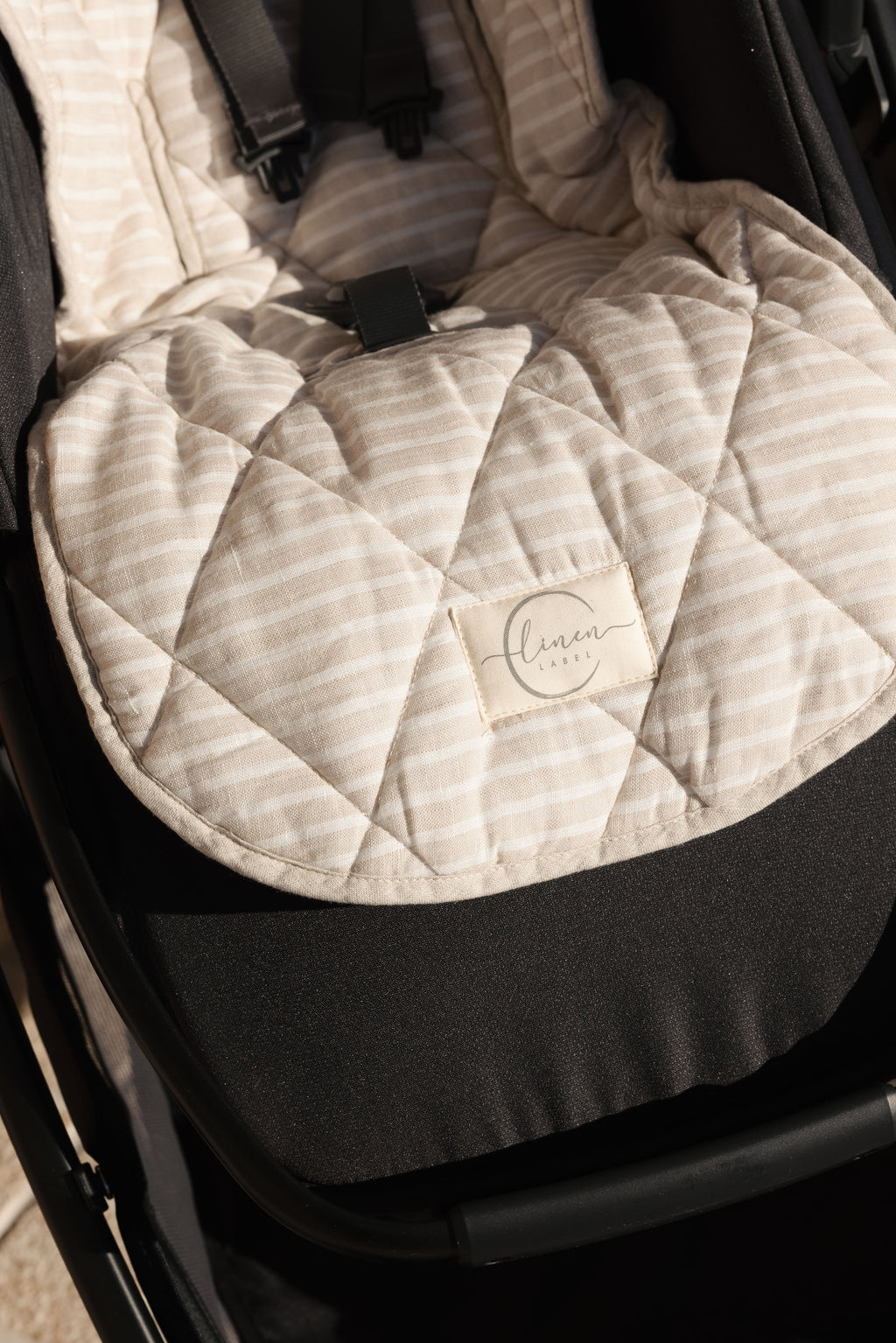 Pram Liner- Oatmeal & Stripe