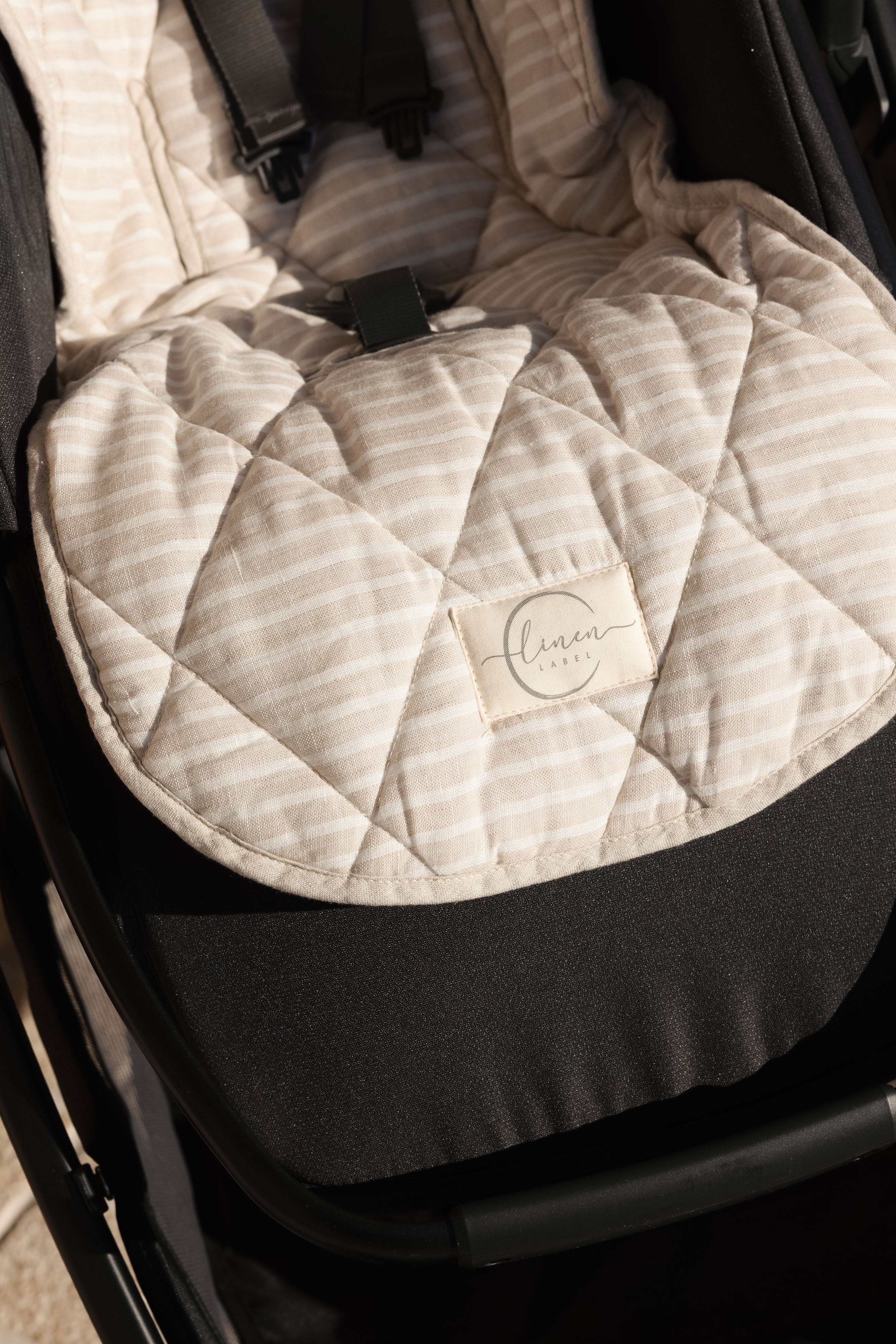 Pram Liner- Oatmeal & Stripe