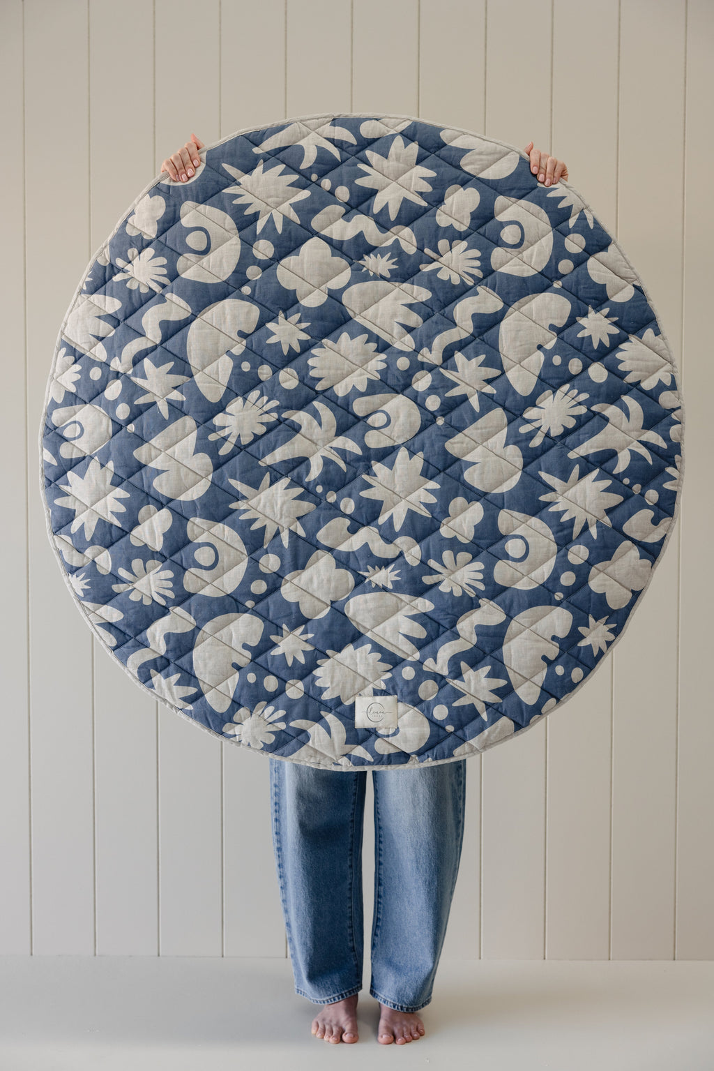 Round Play Mat- Denim Blue print