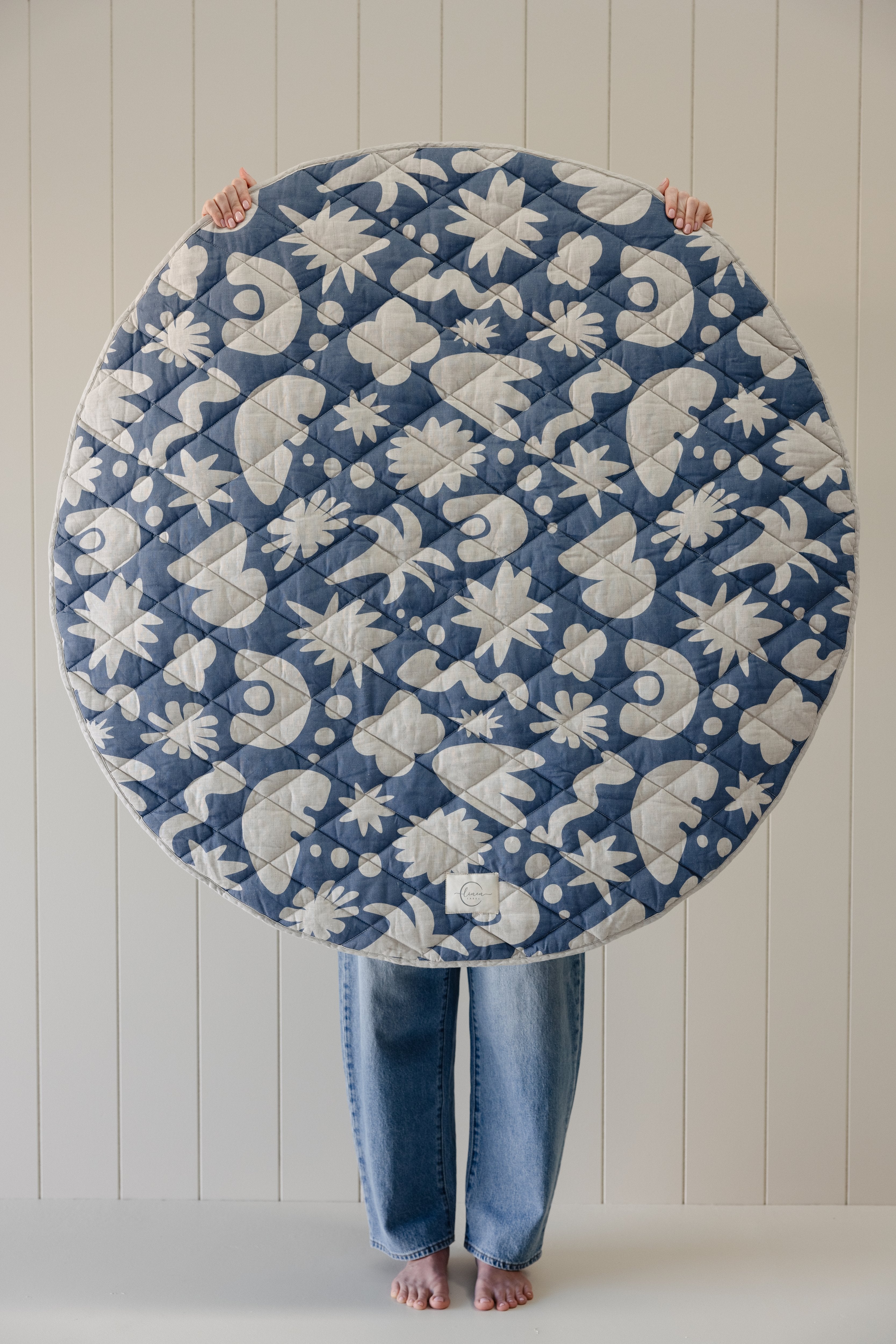 Round Play Mat- Denim Blue print